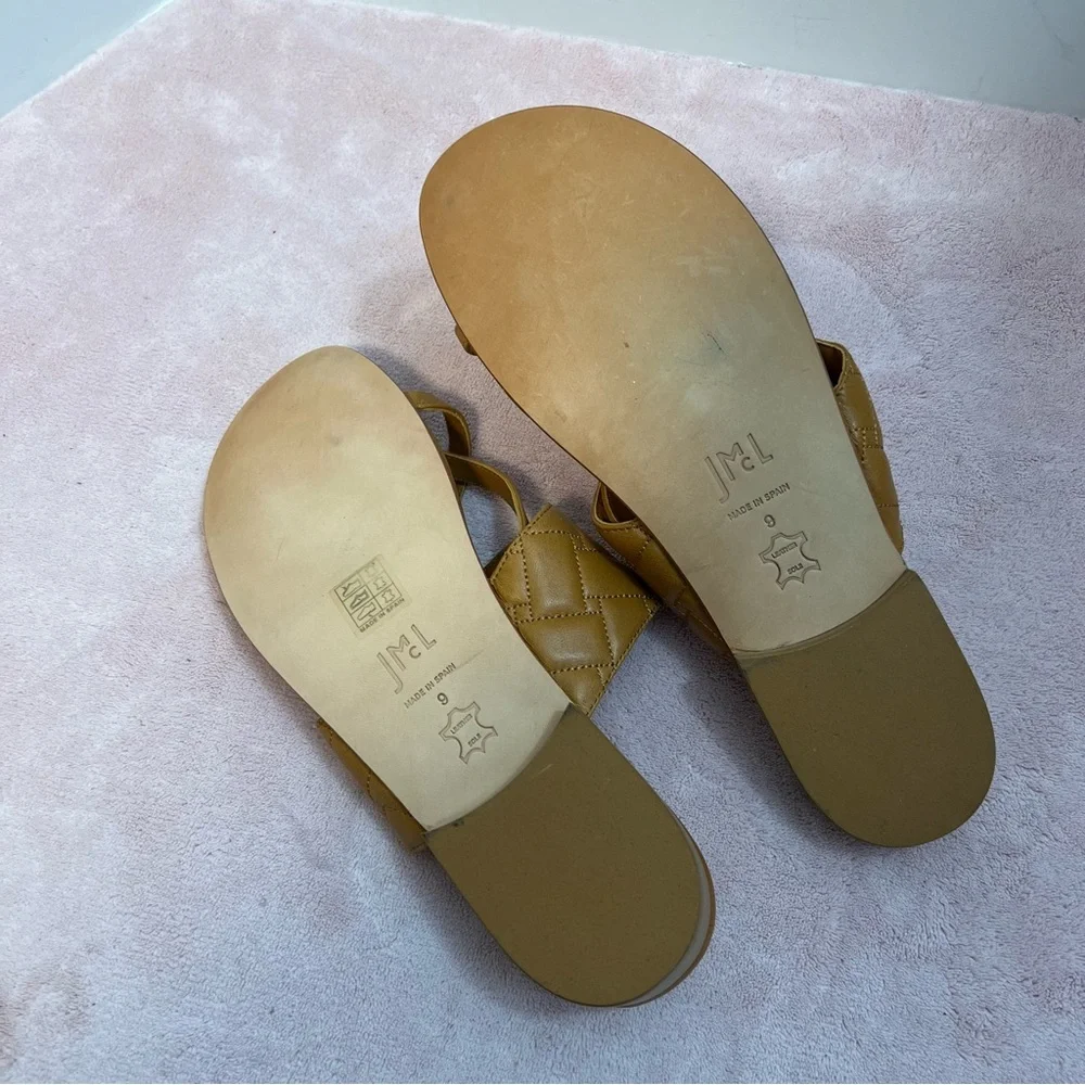 Tan Quilted Slide Sandals Sz 9